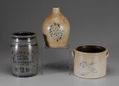 Three Pieces Decorated Salt-Glazed Stoneware