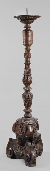 Italian Baroque Carved Walnut Pricket 1190a9