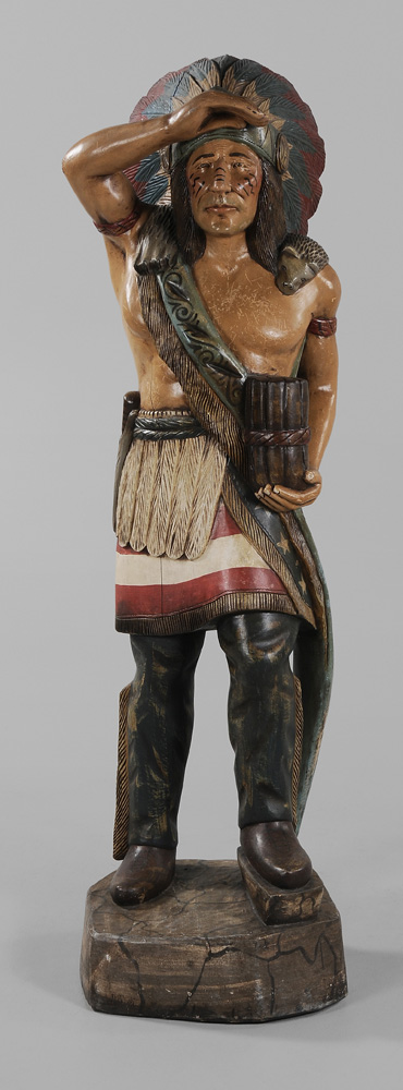 Painted and Carved Cigar Store Indian American,