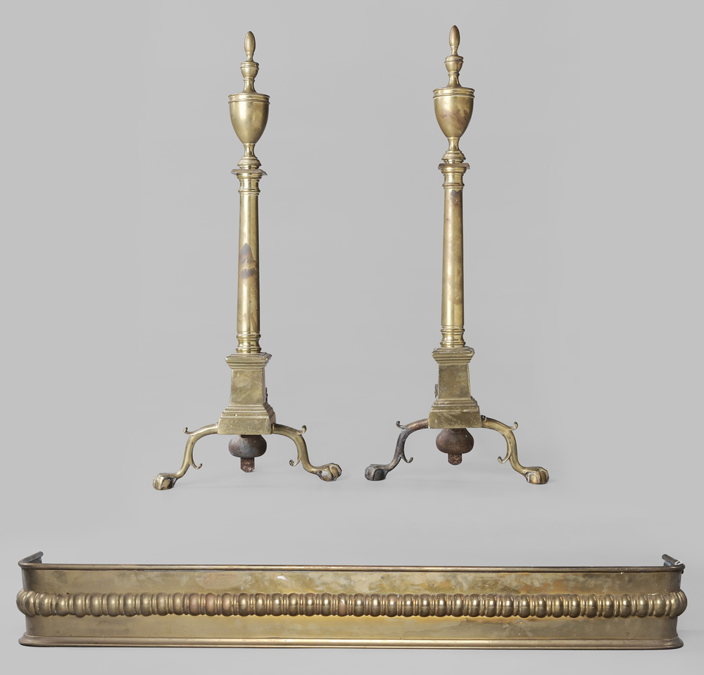 Pair Federal Style Brass Andirons  11923f