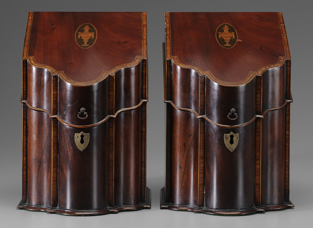 Pair George III Style Inlaid Knife Boxes
