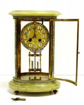 Onyx and cloisonn mantle clock  gilt