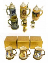 Assortment of steins including: three