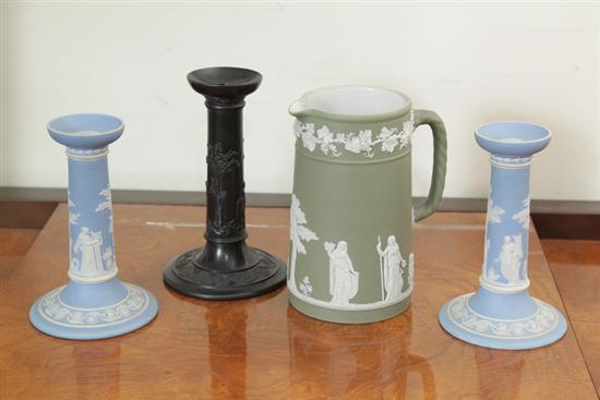 FOUR PIECES OF WEDGWOOD INCLUDING BASALT.