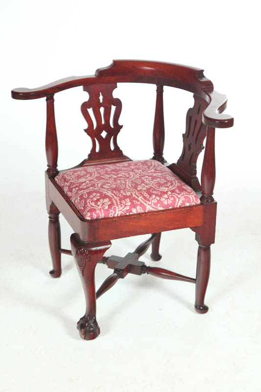 CHIPPENDALE-STYLE CORNER CHAIR.  American