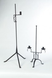 TWO WROUGHT IRON LIGHTING DEVICES  121612