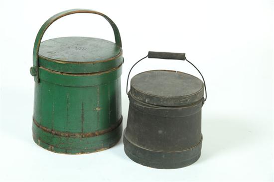 TWO FIRKINS.  Nineteenth century  mixed woods.