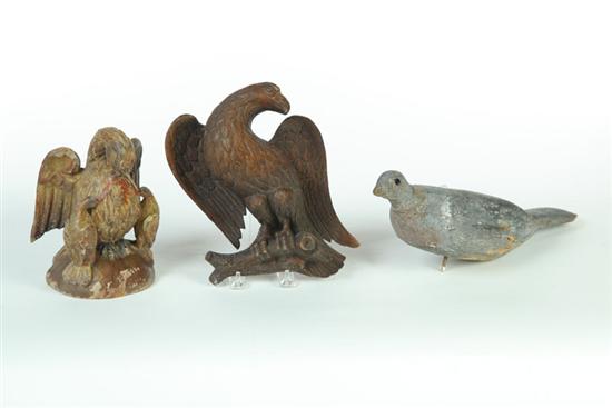 THREE CARVED BIRDS American and 1218bd