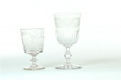TWO ENGRAVED GOBLETS  ONE MASONIC. 