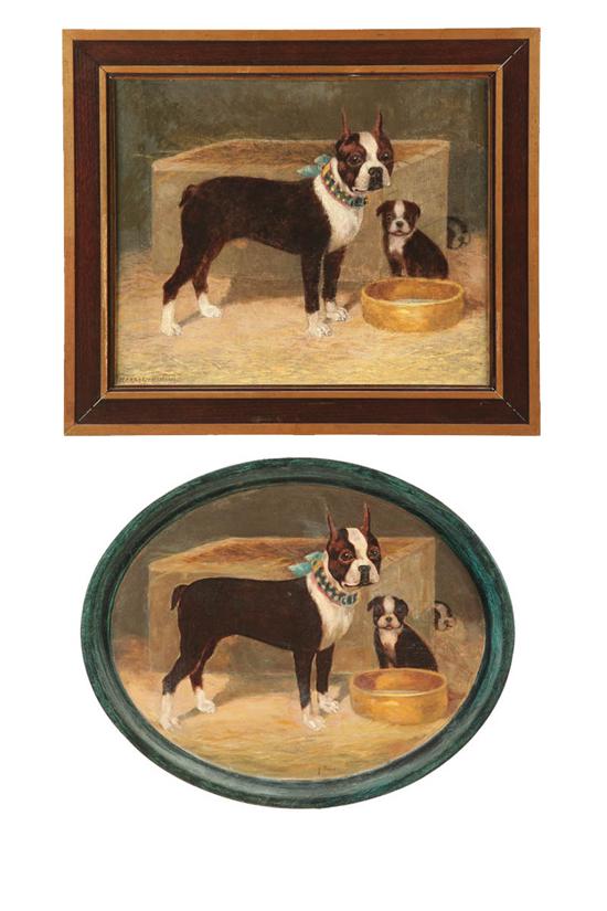 BOSTON TERRIER PAINTING AND TRAY  121c0b