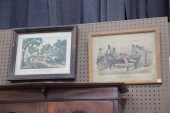 TWO FRAMED CURRIER AND IVES Handcolored  121f78