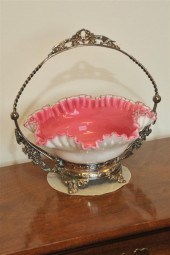 BRIDES BOWL AND STAND. Pink cased brides