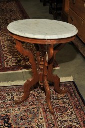 VICTORIAN LAMP TABLE Oval marble 122109