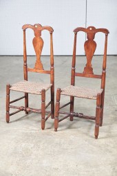 PAIR OF QUEEN ANNE CHAIRS.  New England