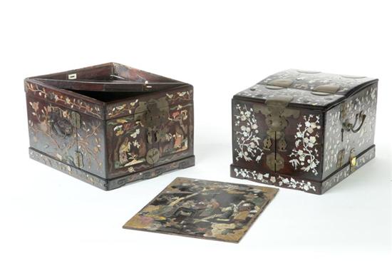 TWO TRAVELING DRESSING BOXES  12222e