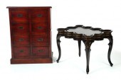 CHEST OF DRAWERS AND TABLE.  Twentieth