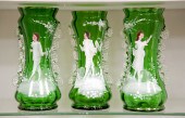 THREE MARY GREGORY VASES.  American