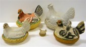 Five 19th century Staffordshire hen
