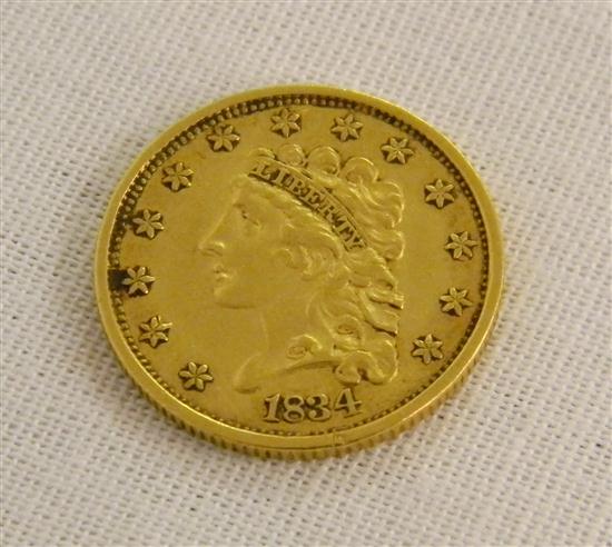 COIN: 1834 Classic Head Quarter Eagle Gold