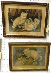 Two Currier & Ives kitten prints: My