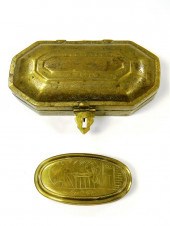 5 l. brass tobacco box with hinged
