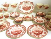 Johnson Brothers transfer ware in red