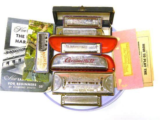 Six Hohner harmonicas  made in