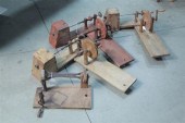 FOUR WOODEN APPLE PEELERS. Including