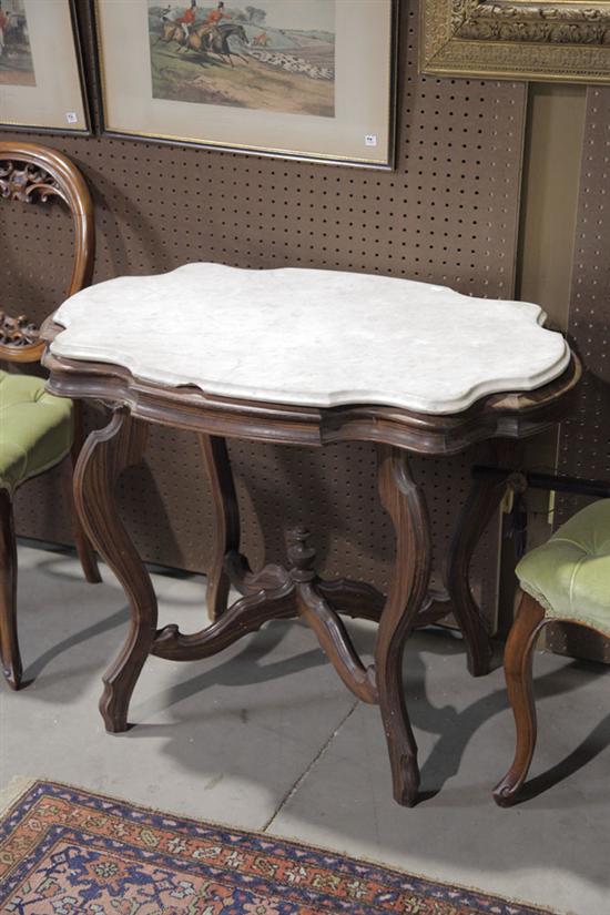 VICTORIAN MARBLE TOP TABLE Walnut 123bb5