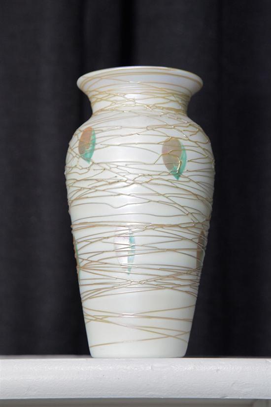 DURAND ART GLASS VASE. Cream colored vase