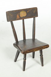 DECORATED CHILDS OR DOLL CHAIR.  American
