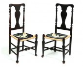 PAIR OF QUEEN ANNE SIDE CHAIRS.  Attributed
