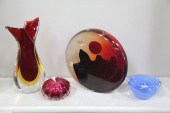 FOUR PIECES OF ART GLASS.  Italian and