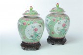 PAIR OF COVERED JARS.  China  late 18th
