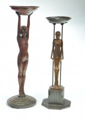 TWO FIGURAL SMOKING STANDS.  American