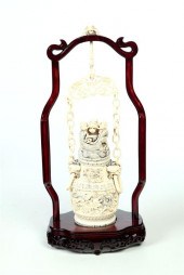 IVORY HANGING URN WITH STAND.  Asian