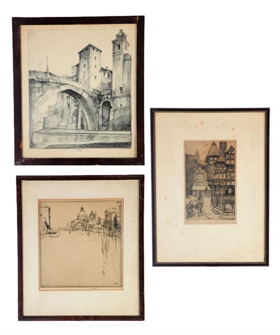  THREE PRINTS Two etchings 12371d