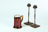 PAIR OF ART NOUVEAU CANDLESTICKS AND