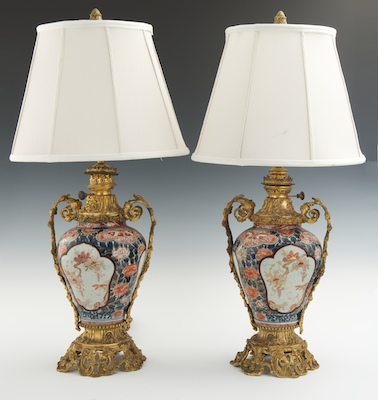 A Pair of Imari Vase Lamps with Ormolu Mounts