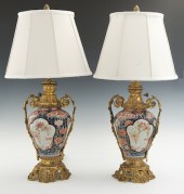 A Pair of Imari Vase Lamps with Ormolu