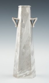 An Art Deco Silver Plate Vase Geometric 13241b