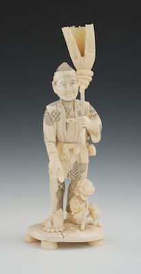 A Large Signed Carved Ivory Figure 132637