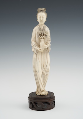 A Chinese Signed Carved Ivory Goddess 13263b