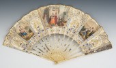 A Victorian Painted Fan Painted lithograph