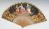 A Victorian Painted Fan Painted lithograph