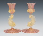 A Pair of Salviati Type Murano Glass