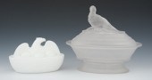 A Milk Glass Covered Dish and a Clear