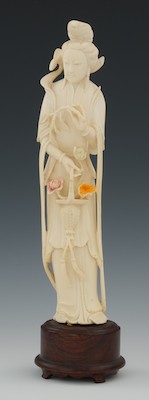 Carved Ivory Attendant Holding 1328ac