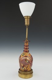 An Interesting Bohemian Glass Lamp 13290f