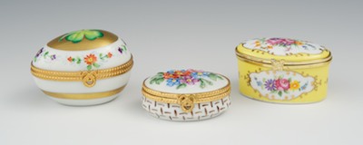 Three Porcelain Tabatieres Including: an